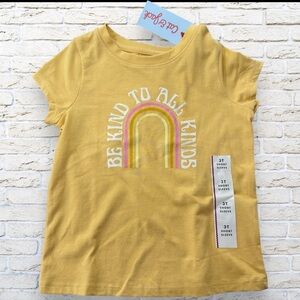 NWT Cat and Jack Yellow 'Be Kind to All Kinds' Kids T-Shirt Size 3T